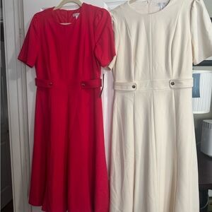 London Times Red and Cream Midi Dresses